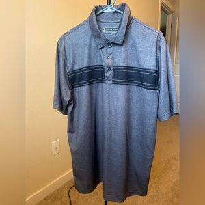 Pebble Beach Gray Polo Shirt with Black Stripes